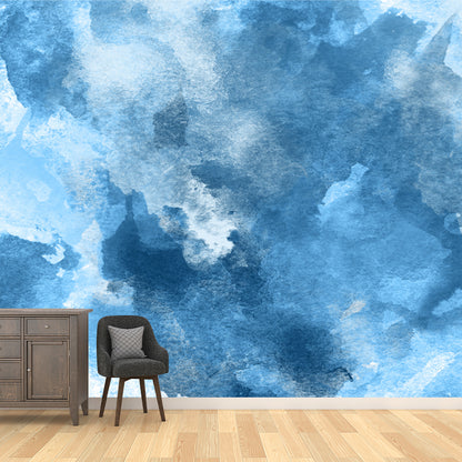 Blue Smoke Painting Mural Decal Abstract Modern Stain-Proof Wall Covering for Home Blue Clearhalo 'Wall Decor' 'Wall Mural' 1508825