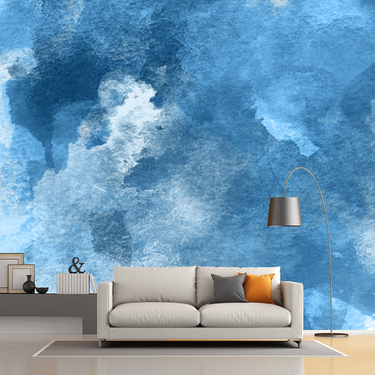 Blue Smoke Painting Mural Decal Abstract Modern Stain-Proof Wall Covering for Home Clearhalo 'Wall Decor' 'Wall Mural' 1508827