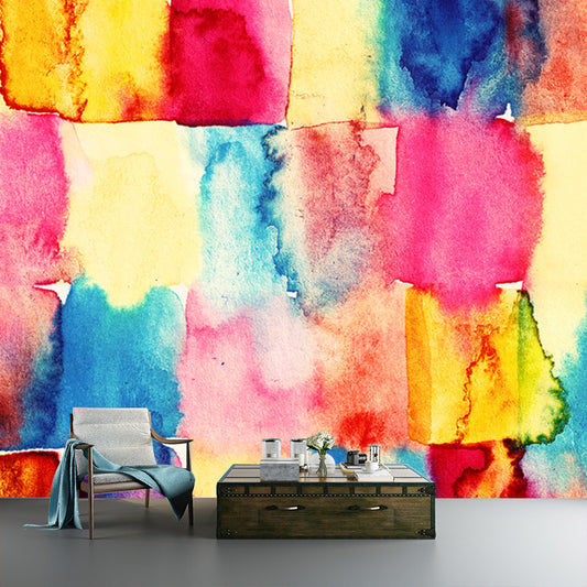 Hand Print Watercolor Mural Wallpaper Artistry Smooth Wall Decor in Orange, Custom Size Clearhalo 'Wall Decor' 'Wall Mural' 1508836