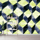 Huge Matrix Cubes Wallpaper Mural Yellow Non-Woven Wall Covering, Washable, Custom Printed Clearhalo 'Wall Decor' 'Wall Mural' 1508857