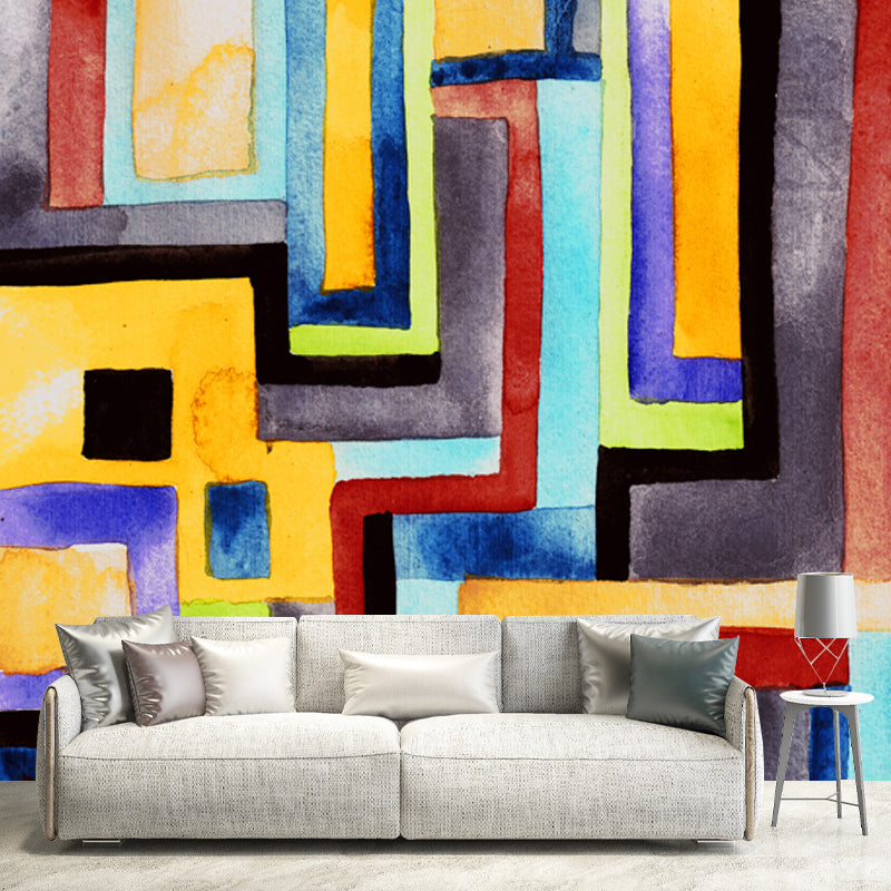 Orange Childrens Art Mural Wallpaper Whole House Floor Plan Wall Art for Bedroom Orange Clearhalo 'Wall Decor' 'Wall Mural' 1508875