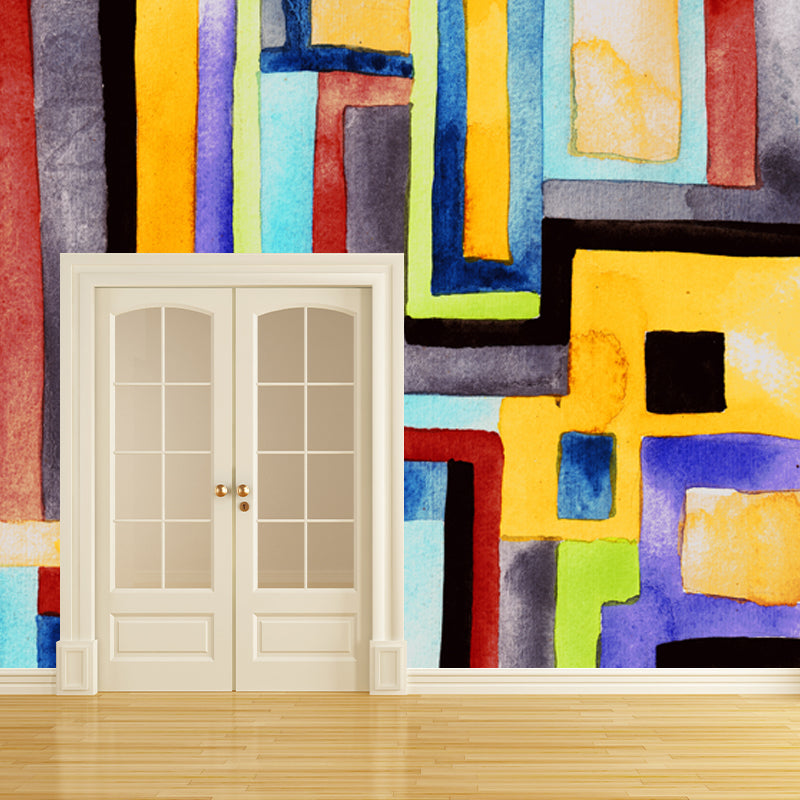 Orange Childrens Art Mural Wallpaper Whole House Floor Plan Wall Art for Bedroom Clearhalo 'Wall Decor' 'Wall Mural' 1508876