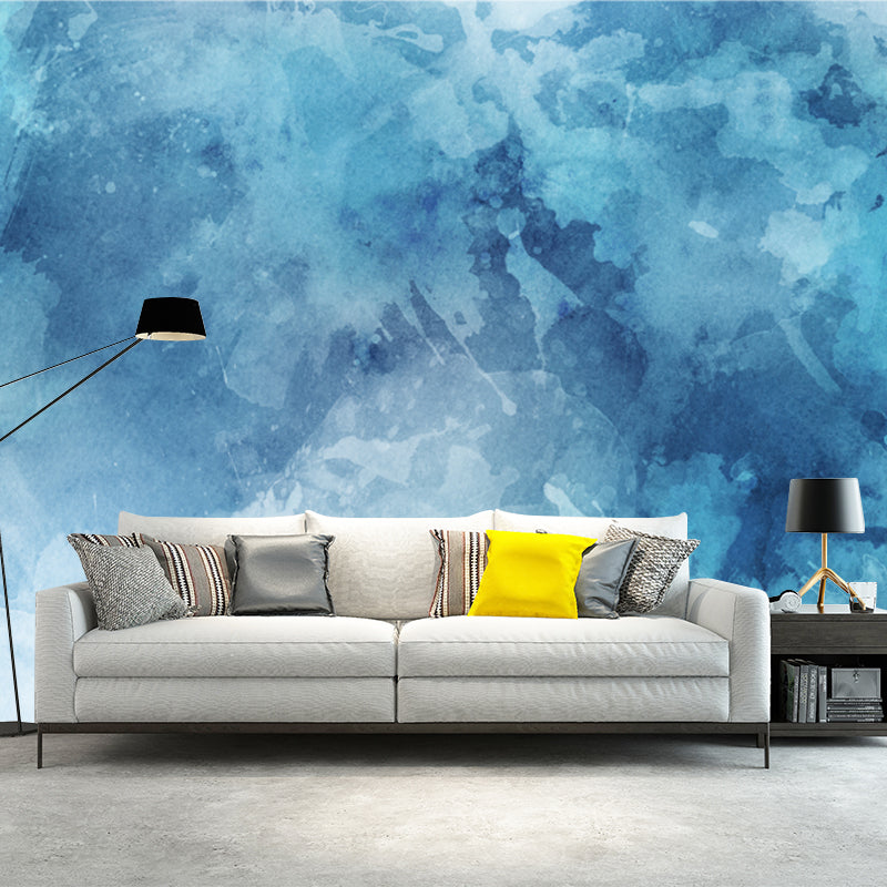 Blue Tie Dye Mural Wallpaper Abstract Artistic Stain-Proof Wall Decor for Living Room Blue Clearhalo 'Wall Decor' 'Wall Mural' 1508890