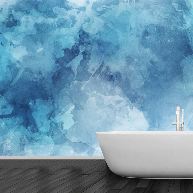 Blue Tie Dye Mural Wallpaper Abstract Artistic Stain-Proof Wall Decor for Living Room Clearhalo 'Wall Decor' 'Wall Mural' 1508891