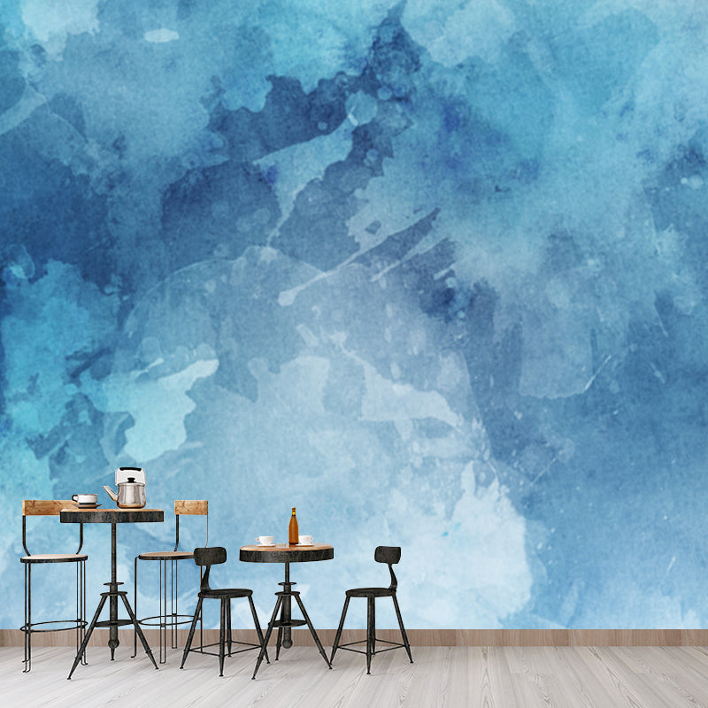 Blue Tie Dye Mural Wallpaper Abstract Artistic Stain-Proof Wall Decor for Living Room Clearhalo 'Wall Decor' 'Wall Mural' 1508892