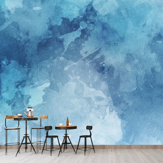 Blue Tie Dye Mural Wallpaper Abstract Artistic Stain-Proof Wall Decor for Living Room Clearhalo 'Wall Decor' 'Wall Mural' 1508892