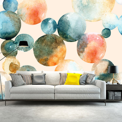 Modern Art Circles Drawing Mural for Bedroom Personalized Size Wall Art in Yellow Yellow Clearhalo 'Wall Decor' 'Wall Mural' 1508910