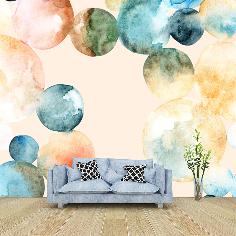 Modern Art Circles Drawing Mural for Bedroom Personalized Size Wall Art in Yellow Clearhalo 'Wall Decor' 'Wall Mural' 1508911