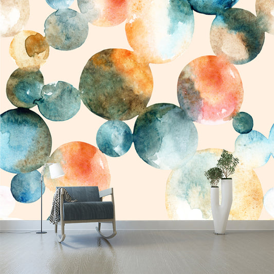 Modern Art Circles Drawing Mural for Bedroom Personalized Size Wall Art in Yellow Clearhalo 'Wall Decor' 'Wall Mural' 1508912