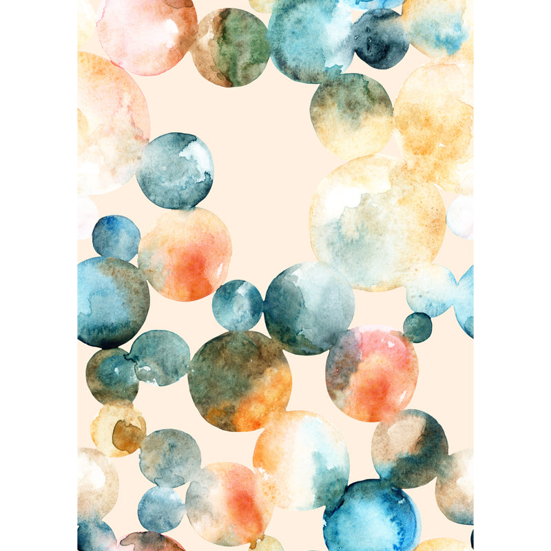 Modern Art Circles Drawing Mural for Bedroom Personalized Size Wall Art in Yellow Clearhalo 'Wall Decor' 'Wall Mural' 1508913