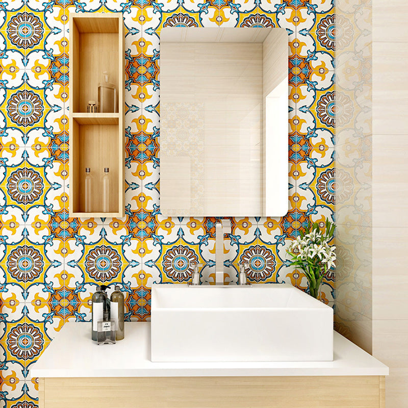 Ethnic Floral Pattern Stick Wallpaper Panels for Kitchen, Bright Color, 3.5' L x 23.5" W Clearhalo 'Wall Decor' 'Wallpaper' 1508925