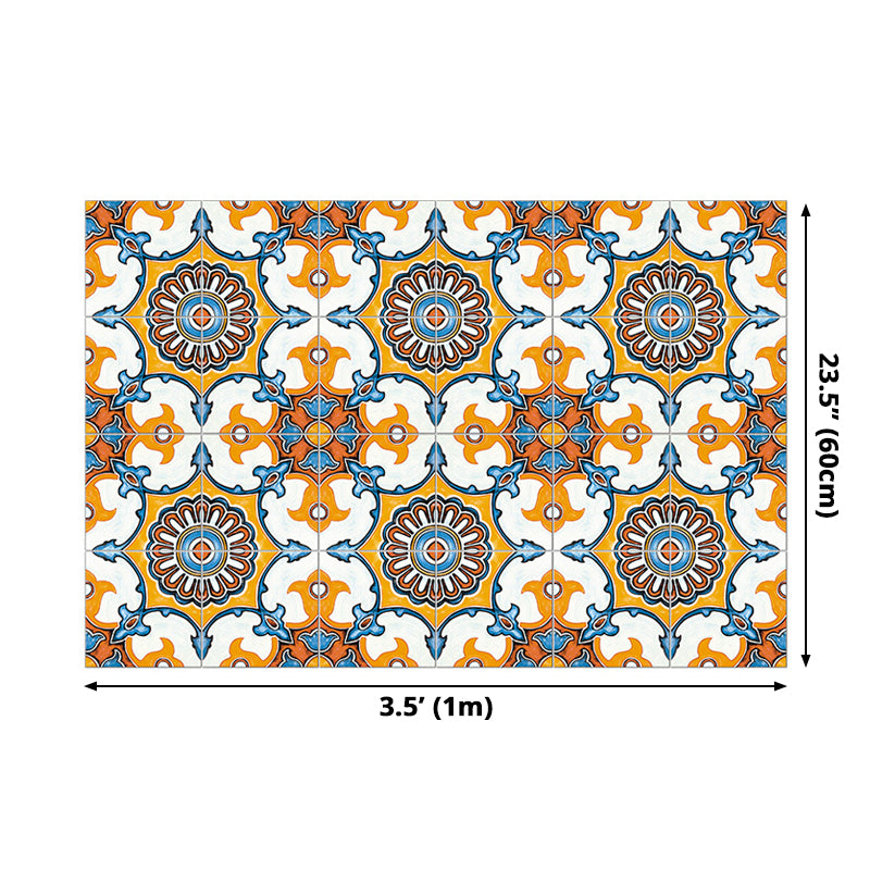 Ethnic Floral Pattern Stick Wallpaper Panels for Kitchen, Bright Color, 3.5' L x 23.5" W Clearhalo 'Wall Decor' 'Wallpaper' 1508927