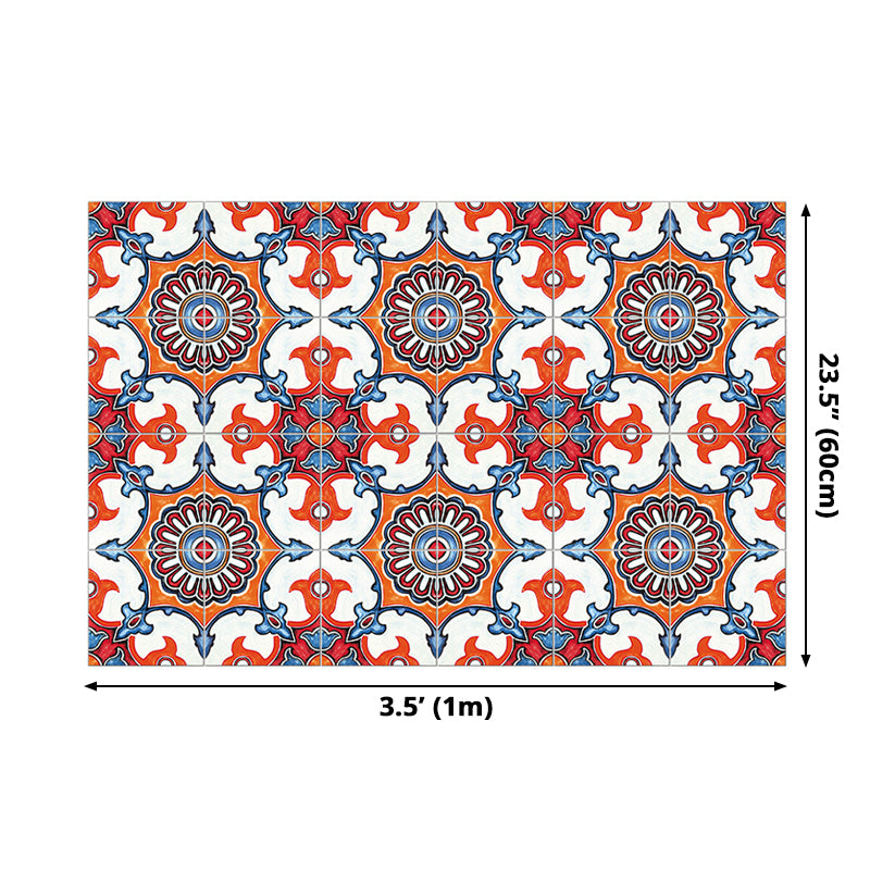 Ethnic Floral Pattern Stick Wallpaper Panels for Kitchen, Bright Color, 3.5' L x 23.5" W Clearhalo 'Wall Decor' 'Wallpaper' 1508930