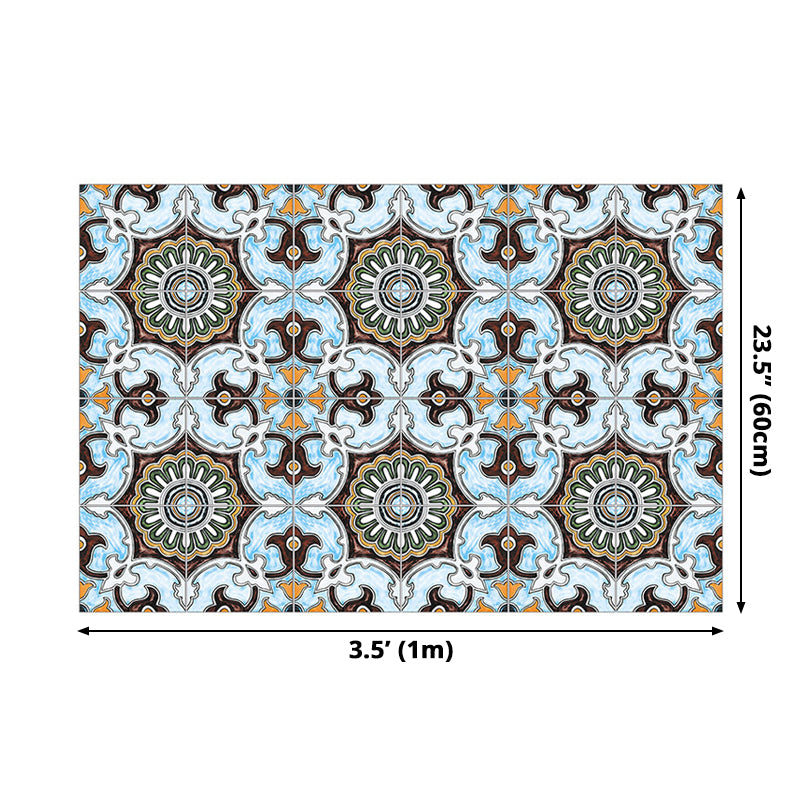 Ethnic Floral Pattern Stick Wallpaper Panels for Kitchen, Bright Color, 3.5' L x 23.5" W Clearhalo 'Wall Decor' 'Wallpaper' 1508933