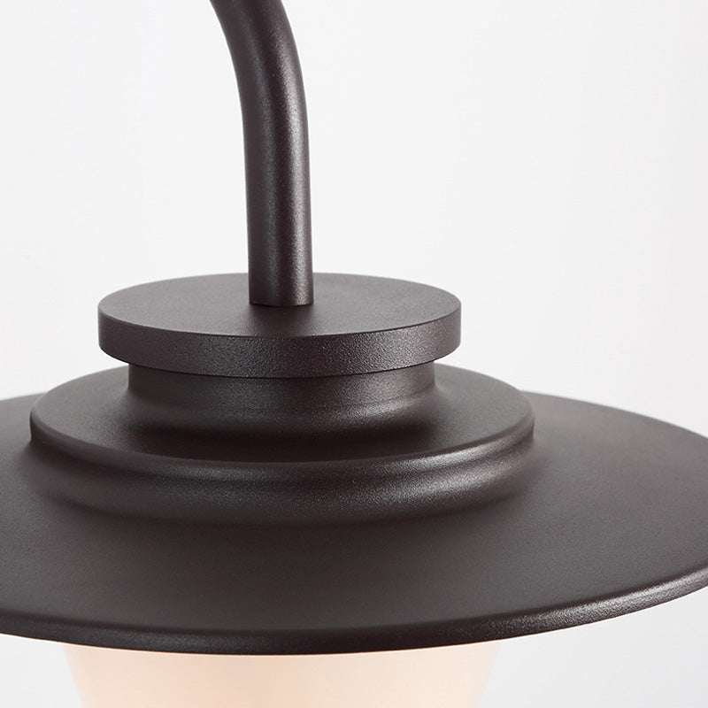 Milky Glass Coffee Wall Sconce Lighting Conical 1-Light Industrial Light Fixture with Metal Gooseneck Arm Clearhalo 'Art deco wall lights' 'Cast Iron' 'Glass' 'Industrial wall lights' 'Industrial' 'Middle century wall lights' 'Modern' 'Rustic wall lights' 'Tiffany' 'Traditional wall lights' 'Wall Lamps & Sconces' 'Wall Lights' Lighting' 150908