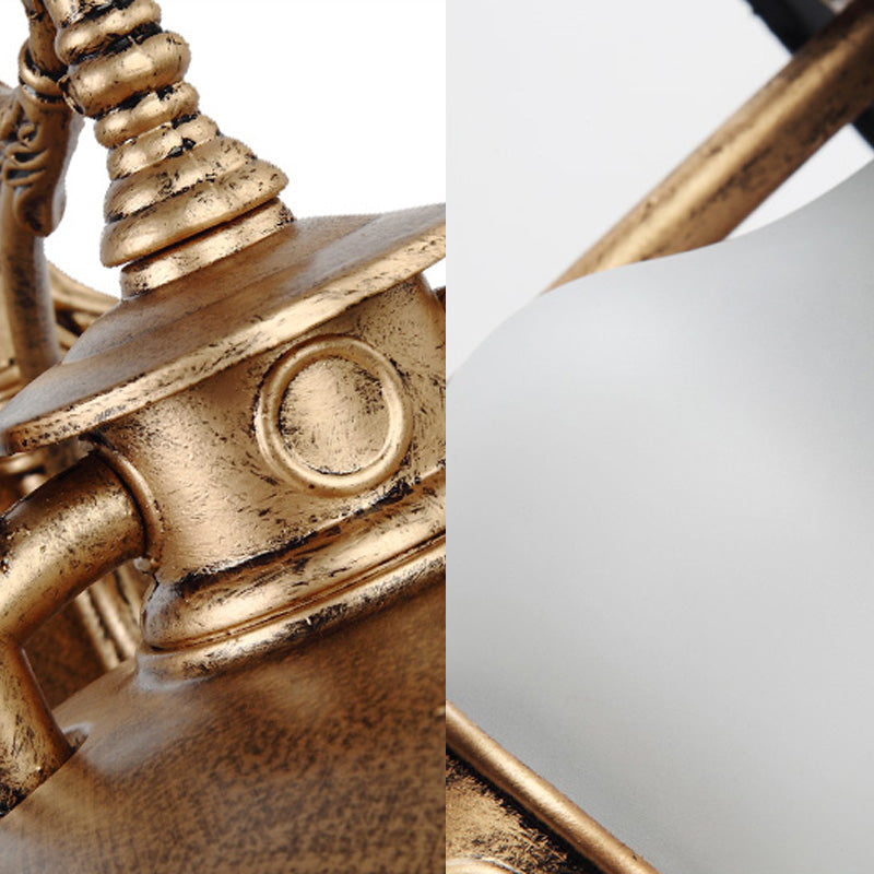 Lantern Frosted Glass Wall Mounted Lamp Coastal Single Bulb Outdoor Sconce Light in Black/Aged Brass Clearhalo 'Art deco wall lights' 'Cast Iron' 'Glass' 'Industrial wall lights' 'Industrial' 'Middle century wall lights' 'Modern' 'Rustic wall lights' 'Tiffany' 'Traditional wall lights' 'Wall Lamps & Sconces' 'Wall Lights' Lighting' 151010