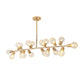 Postmodern Ball Island Pendant Lattice Glass 18-Head Kitchen Ceiling Light in Gold Clearhalo 'Ceiling Lights' 'Chandeliers' 'Glass shade' 'Glass' 'Island Lights' Lighting' 151027