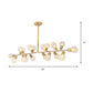 Postmodern Ball Island Pendant Lattice Glass 18-Head Kitchen Ceiling Light in Gold Clearhalo 'Ceiling Lights' 'Chandeliers' 'Glass shade' 'Glass' 'Island Lights' Lighting' 151028