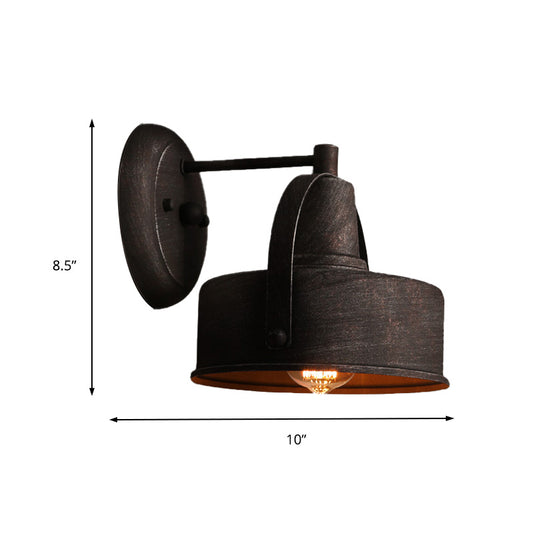 Metal Antique Black Sconce Light Drum/Trumpet Shade 1-Light Retro Rustic Wall Lamp Fixture Clearhalo 'Art deco wall lights' 'Cast Iron' 'Glass' 'Industrial wall lights' 'Industrial' 'Middle century wall lights' 'Modern' 'Rustic wall lights' 'Tiffany' 'Traditional wall lights' 'Wall Lamps & Sconces' 'Wall Lights' Lighting' 151047