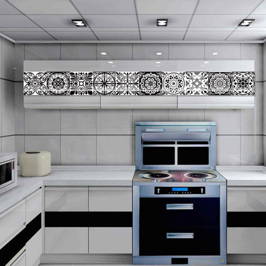 Black-White Mandala Wallpaper Panel Mosaic Tiles Boho Self Adhesive Wall Covering Clearhalo 'Wall Decor' 'Wallpaper' 1512016