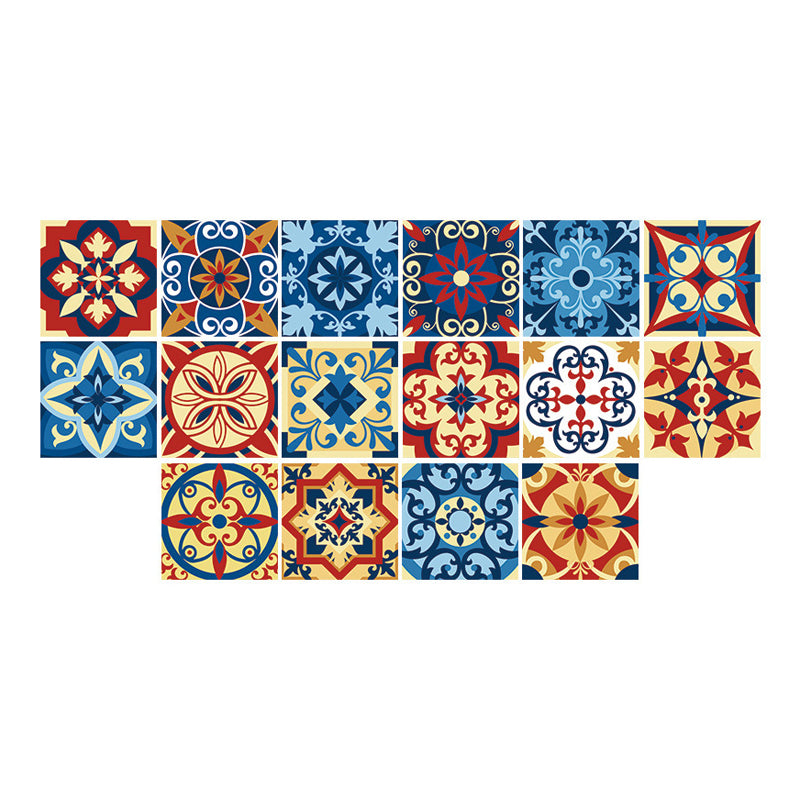 Orange-Blue Boho Wallpaper Panels 15.5-sq ft Flowers Wall Decor for Kitchen, Pick Up Sticks Clearhalo 'Wall Decor' 'Wallpaper' 1512045