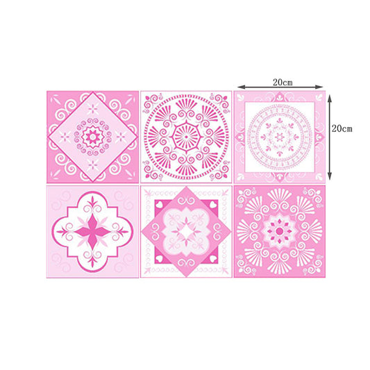 Adhesive Bohemian Flower Wallpaper Panels in Pink Washroom Wall Covering, 11.6-sq ft Clearhalo 'Wall Decor' 'Wallpaper' 1512056