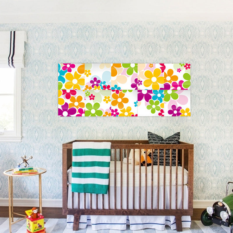 Bright Flowers Peel Wallpaper Panel Set for Bedroom, Red-Yellow-Blue-Green, 4.3-sq ft Clearhalo &#39;Country wall decor&#39; &#39;Rustic&#39; &#39;Wallpaper&#39; Wall Decor&#39; 1512085