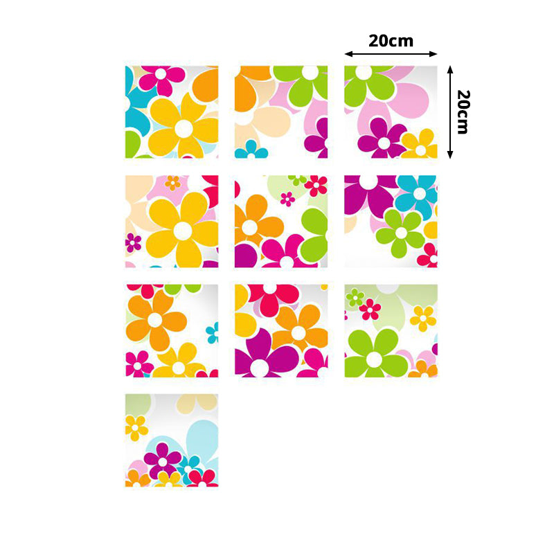 Bright Flowers Peel Wallpaper Panel Set for Bedroom, Red-Yellow-Blue-Green, 4.3-sq ft Clearhalo &#39;Country wall decor&#39; &#39;Rustic&#39; &#39;Wallpaper&#39; Wall Decor&#39; 1512088