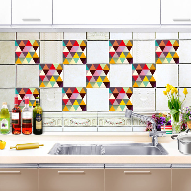 Peel and Paste Triangle Wallpaper Panel PVC Modernist Wall Decor for Bedroom (10 Pcs) Red-Yellow-Green Clearhalo 'Modern wall decor' 'Modern' 'Wallpaper' Wall Decor' 1512117