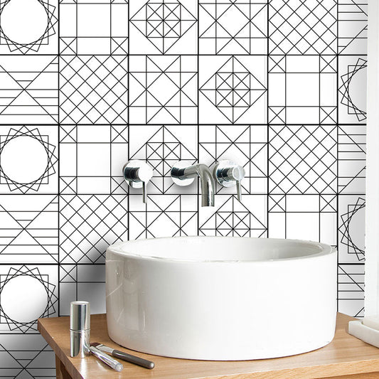 Stick On Geometry Wallpaper Panel Set 5.2-sq ft Contemporary Wall Decor for Bathroom Clearhalo 'Modern wall decor' 'Modern' 'Wallpaper' Wall Decor' 1512128