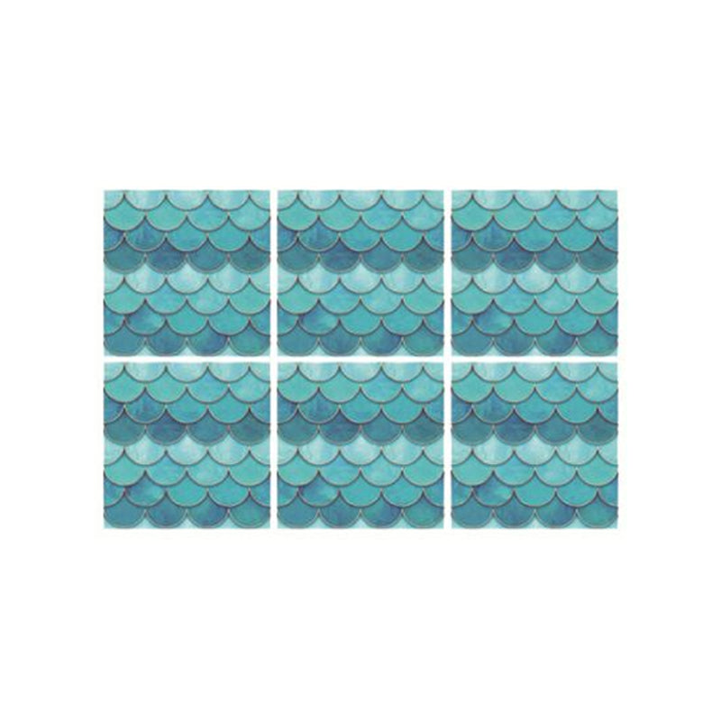 Modern Art Fishscale Stick Wallpapers in Blue Bathroom Wall Covering, 3.4-sq ft (4 Pieces) Clearhalo 'Modern wall decor' 'Modern' 'Wallpaper' Wall Decor' 1512173