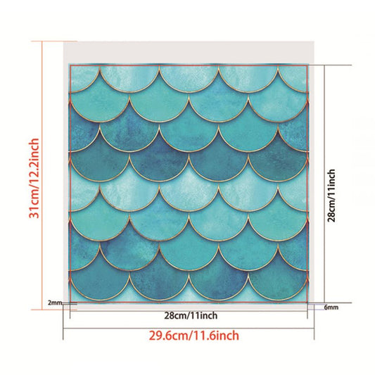 Modern Art Fishscale Stick Wallpapers in Blue Bathroom Wall Covering, 3.4-sq ft (4 Pieces) Clearhalo 'Modern wall decor' 'Modern' 'Wallpaper' Wall Decor' 1512174