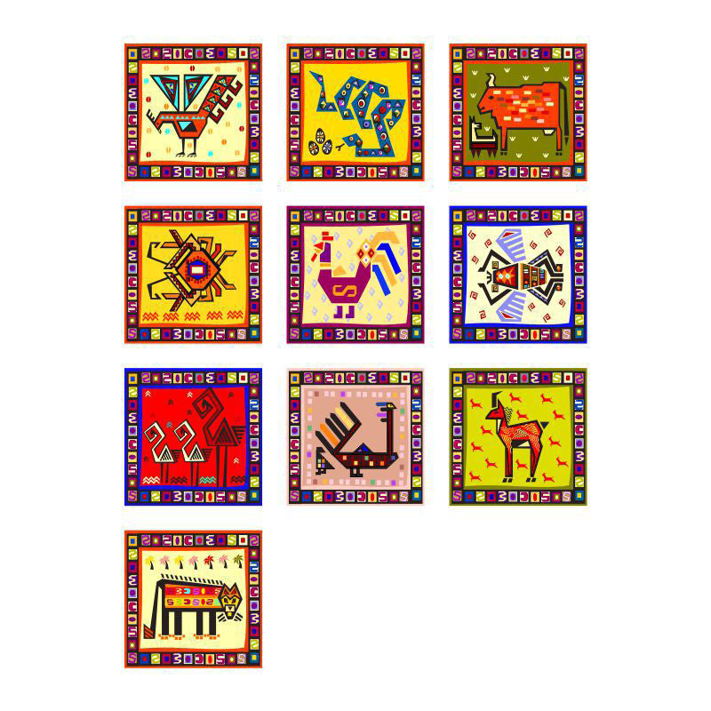 Kids Tribal Pattern Animal Wallpapers Red-Yellow-Green Stick On Wall Art for Baby Room Clearhalo 'Wall Decor' 'Wallpaper' 1512203