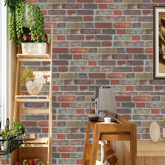 Industrial Brick Look Peel Wallpaper Panels for Living Room 4.6-sq ft Wall Decor in Grey-Red Clearhalo 'Industrial wall decor' 'Industrial' 'Wallpaper' Wall Decor' 1512316