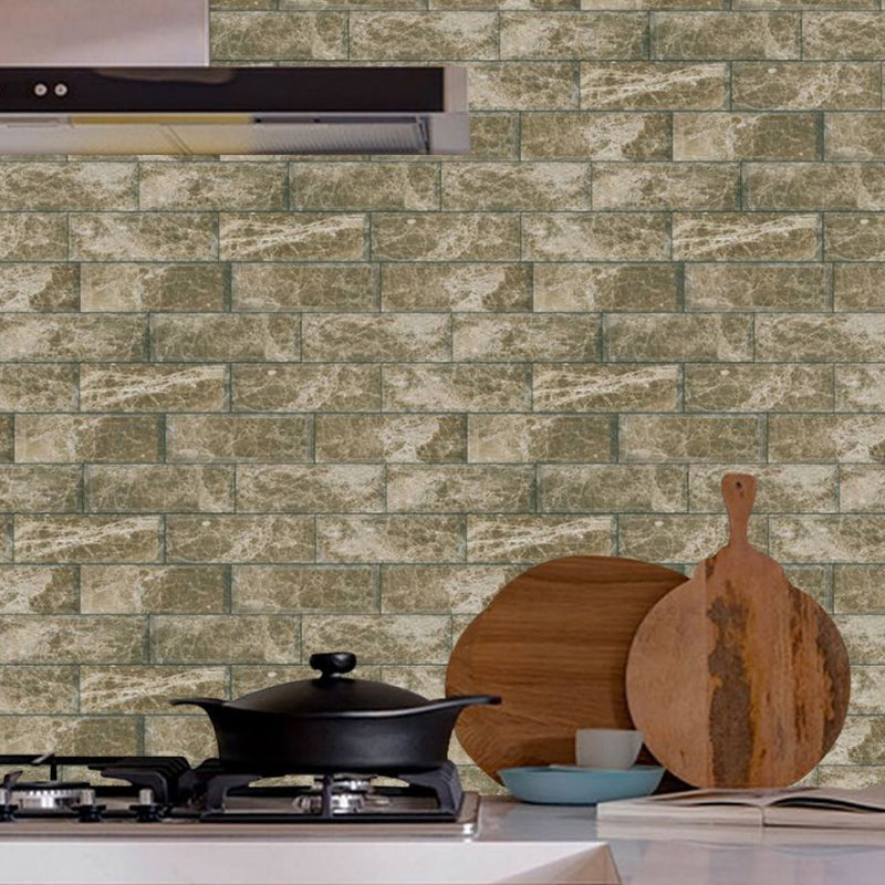 Grey Brick Effect Wallpaper Panel Stick On Wall Covering for Kitchen Bar (4 Pieces) Clearhalo 'Industrial wall decor' 'Industrial' 'Wallpaper' Wall Decor' 1512321