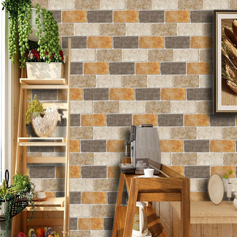 Stick On Steampunk Brick Wallpapers Brown Temporary Wall Covering for Living Room Clearhalo 'Industrial wall decor' 'Industrial' 'Wallpaper' Wall Decor' 1512332