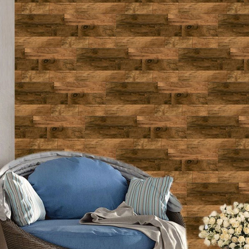 Brown Reclaimed Wood Wallpaper Panels Peel and Stick Wall Decor for Kitchen (4 Pcs) Brown Clearhalo 'Industrial wall decor' 'Industrial' 'Wallpaper' Wall Decor' 1512350