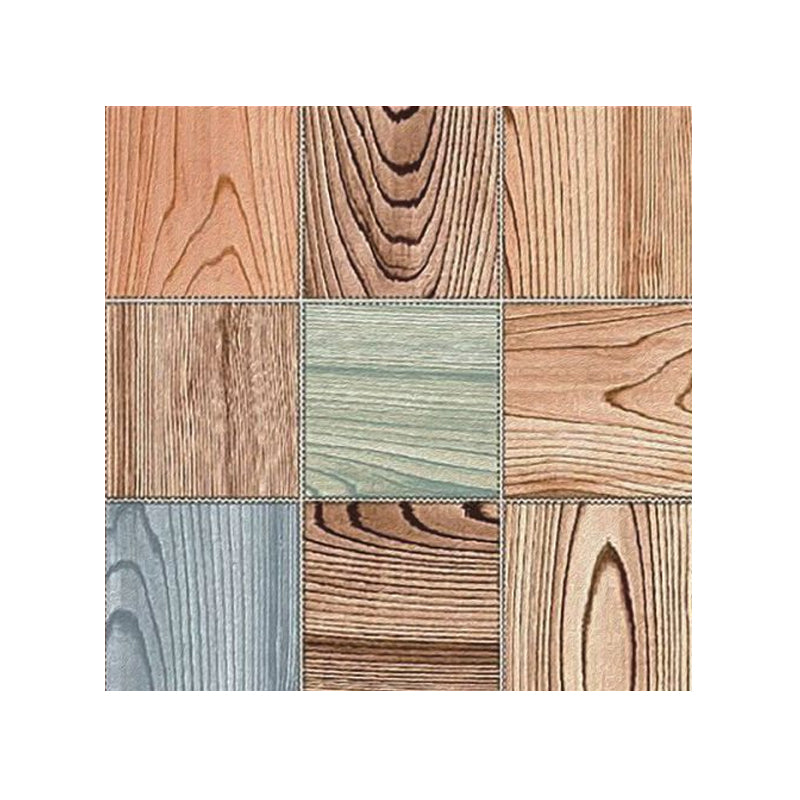 Splicing Wood Grain Wallpaper Panel Industrial Smooth Wall Art in Blue-Brown, Stick On Clearhalo 'Industrial wall decor' 'Industrial' 'Wallpaper' Wall Decor' 1512358