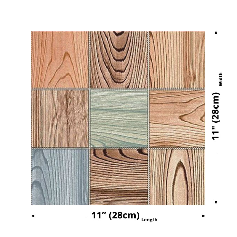 Splicing Wood Grain Wallpaper Panel Industrial Smooth Wall Art in Blue-Brown, Stick On Clearhalo 'Industrial wall decor' 'Industrial' 'Wallpaper' Wall Decor' 1512359