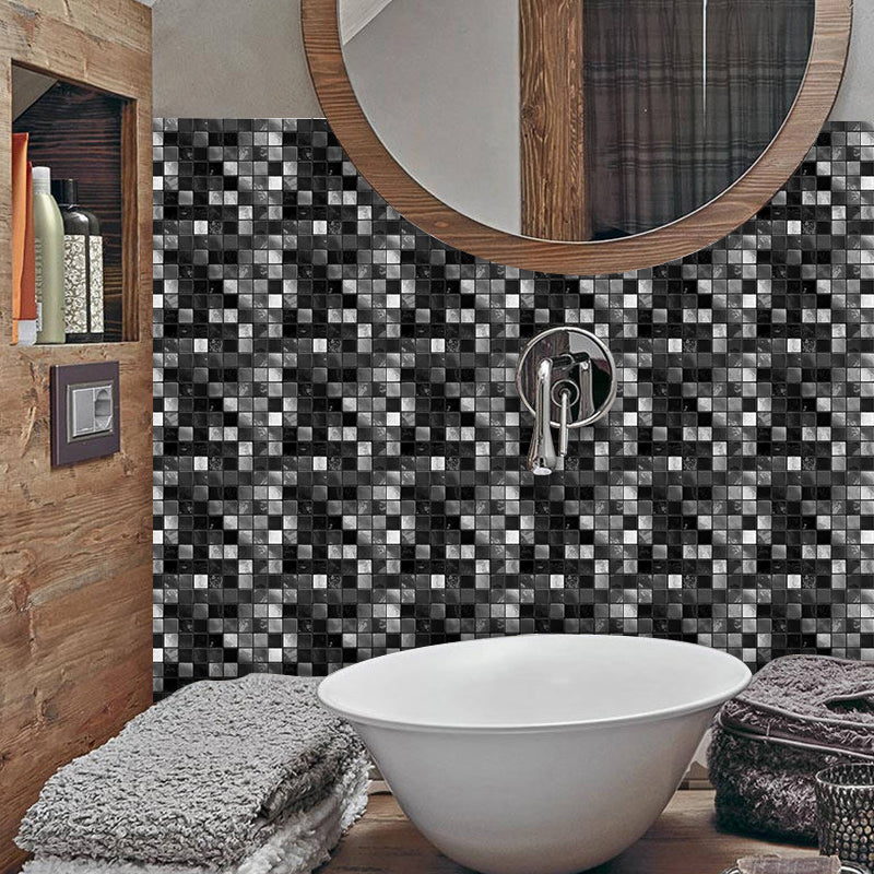 Self Sticking Mosaics Wallpaper Panels 50 Pieces PVC Modern Wall Art for Kitchen Black 1 Set Clearhalo 'Wall Decor' 'Wallpaper' 1512412