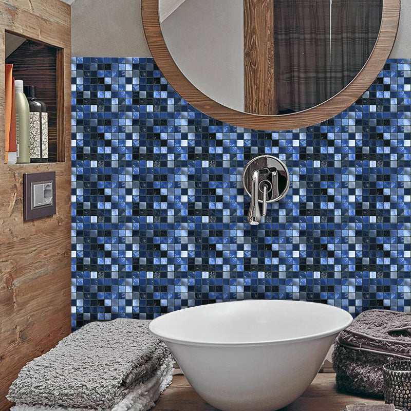 Self Sticking Mosaics Wallpaper Panels 50 Pieces PVC Modern Wall Art for Kitchen Blue 1 Set Clearhalo 'Wall Decor' 'Wallpaper' 1512417