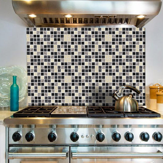 Bohemia Checkerboard Wallpapers 54 Pcs Black Peel and Paste Wall Decor for Kitchen Backsplash Clearhalo 'Wall Decor' 'Wallpaper' 1512438