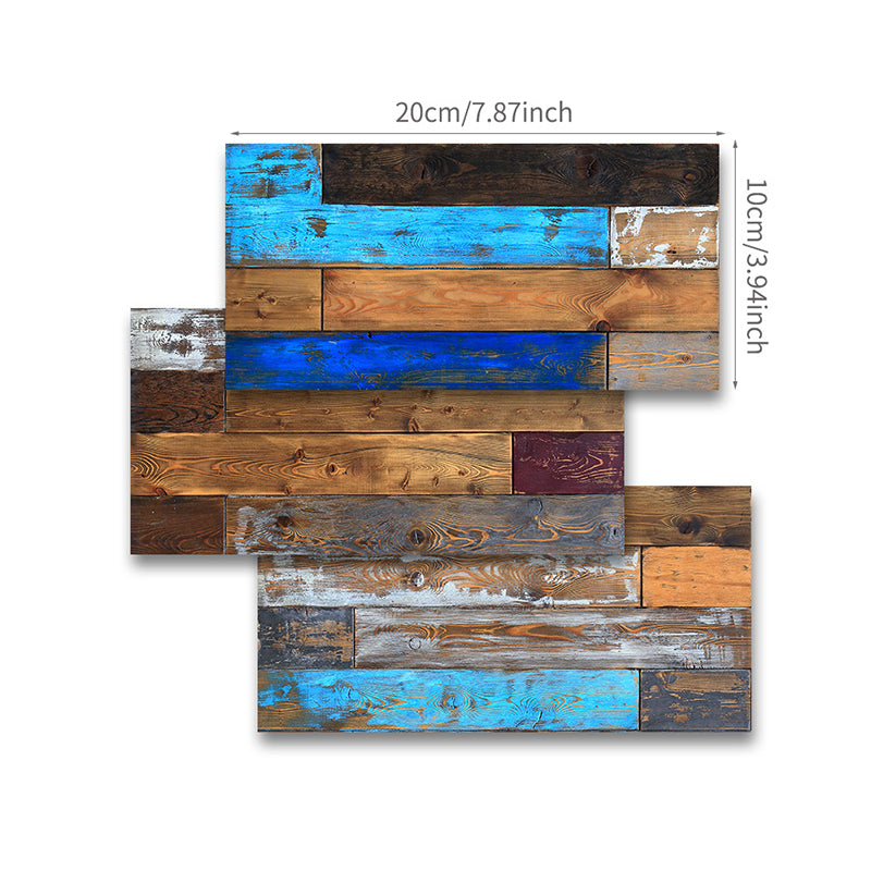 Painted Reclaimed Wood Wallpaper Panel Blue PVC Wall Decor, Peel off, 8' L x 4" W Clearhalo 'Country wall decor' 'Rustic' 'Wallpaper' Wall Decor' 1512538