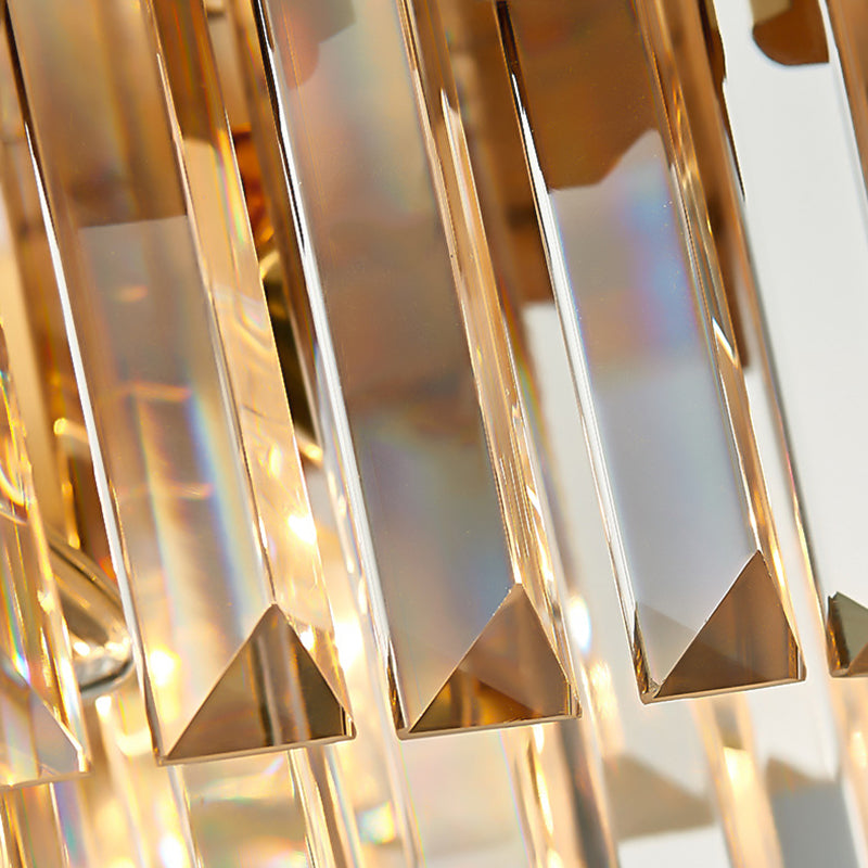 Layered Pendant Light Dining Room Multi Light Vintage Metal Chandelier Light with Faceted Crystal in Gold Clearhalo 'Ceiling Lights' 'Chandeliers' 'Modern Chandeliers' 'Modern' Lighting' 151262