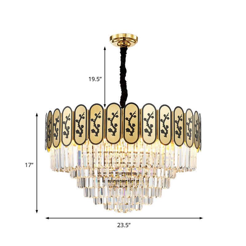 Modern Round Chandelier Lighting Fixture Crystal and Metal Hanging Light with Flower Pattern in Brass for Bedroom Clearhalo 'Ceiling Lights' 'Chandeliers' 'Modern Chandeliers' 'Modern' Lighting' 151276