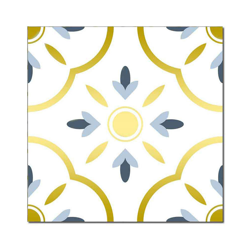 Bohemian Quatrefoil Adhesive Wallpapers Yellow Kitchen Wall Covering on White, 8' x 8" Clearhalo 'Wall Decor' 'Wallpaper' 1512788