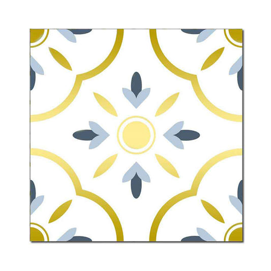 Bohemian Quatrefoil Adhesive Wallpapers Yellow Kitchen Wall Covering on White, 8' x 8" Clearhalo 'Wall Decor' 'Wallpaper' 1512788