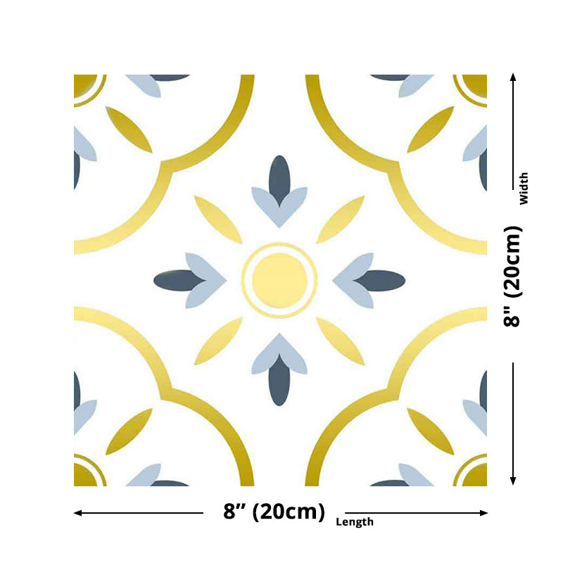 Bohemian Quatrefoil Adhesive Wallpapers Yellow Kitchen Wall Covering on White, 8' x 8" Clearhalo 'Wall Decor' 'Wallpaper' 1512789