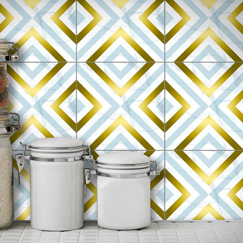 Gold Modern Peel Wallpaper Panel Set 8' L x 8" W Rhombus Pattern Wall Art for Home Golden Clearhalo 'Wall Decor' 'Wallpaper' 1512798