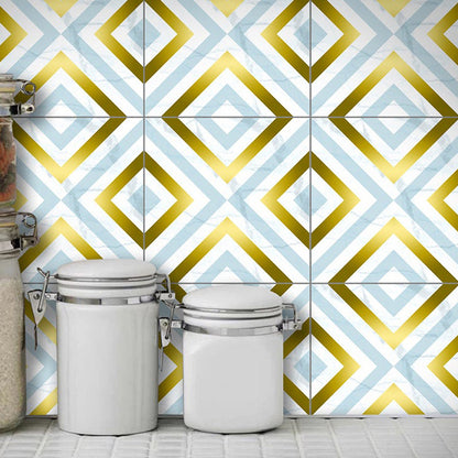 Gold Modern Peel Wallpaper Panel Set 8' L x 8" W Rhombus Pattern Wall Art for Home Golden Clearhalo 'Wall Decor' 'Wallpaper' 1512798